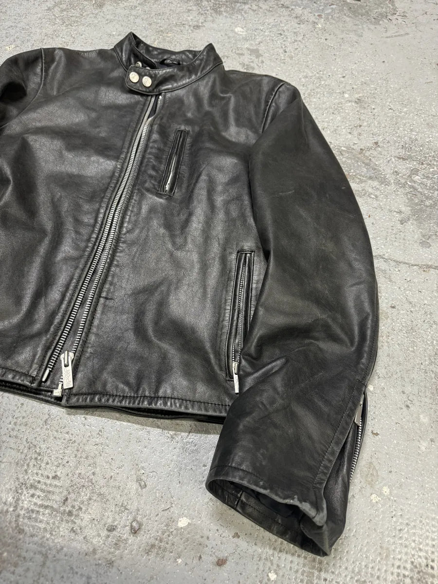 Levis Minimalist Biker Black Leather Jacket (S) mErmqBd 4