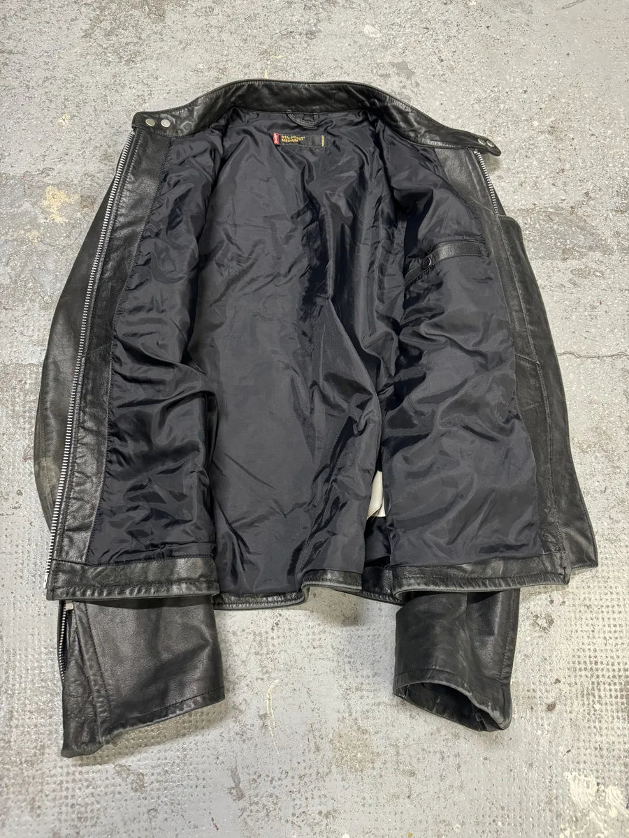 Levis Minimalist Biker Black Leather Jacket (S) mErmqBd 5