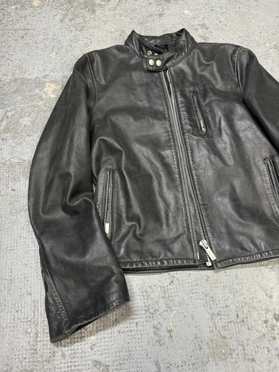 Levis Minimalist Biker Black Leather Jacket (S) mErmqBd 7