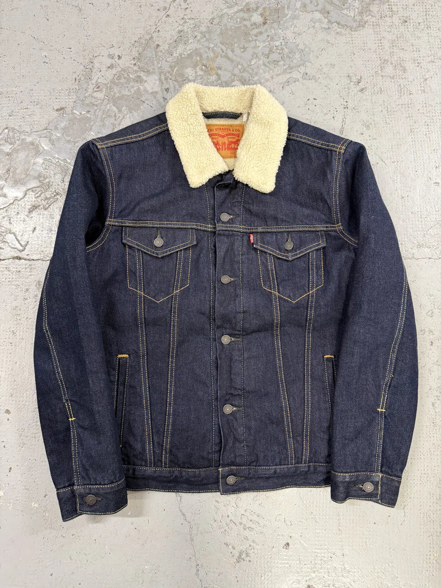 Levi’s Navy Brut Denim Shearling Jacket FbNNAeB 0