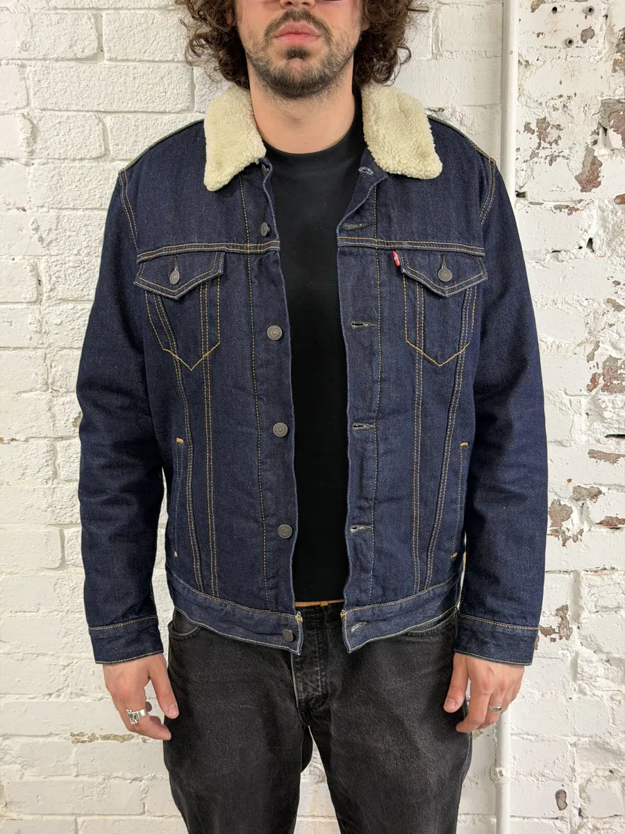 Levi’s Navy Brut Denim Shearling Jacket FbNNAeB 1