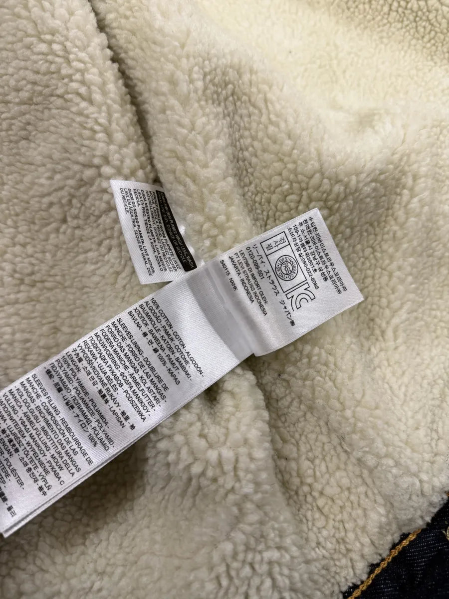 Levi’s Navy Brut Denim Shearling Jacket FbNNAeB 10
