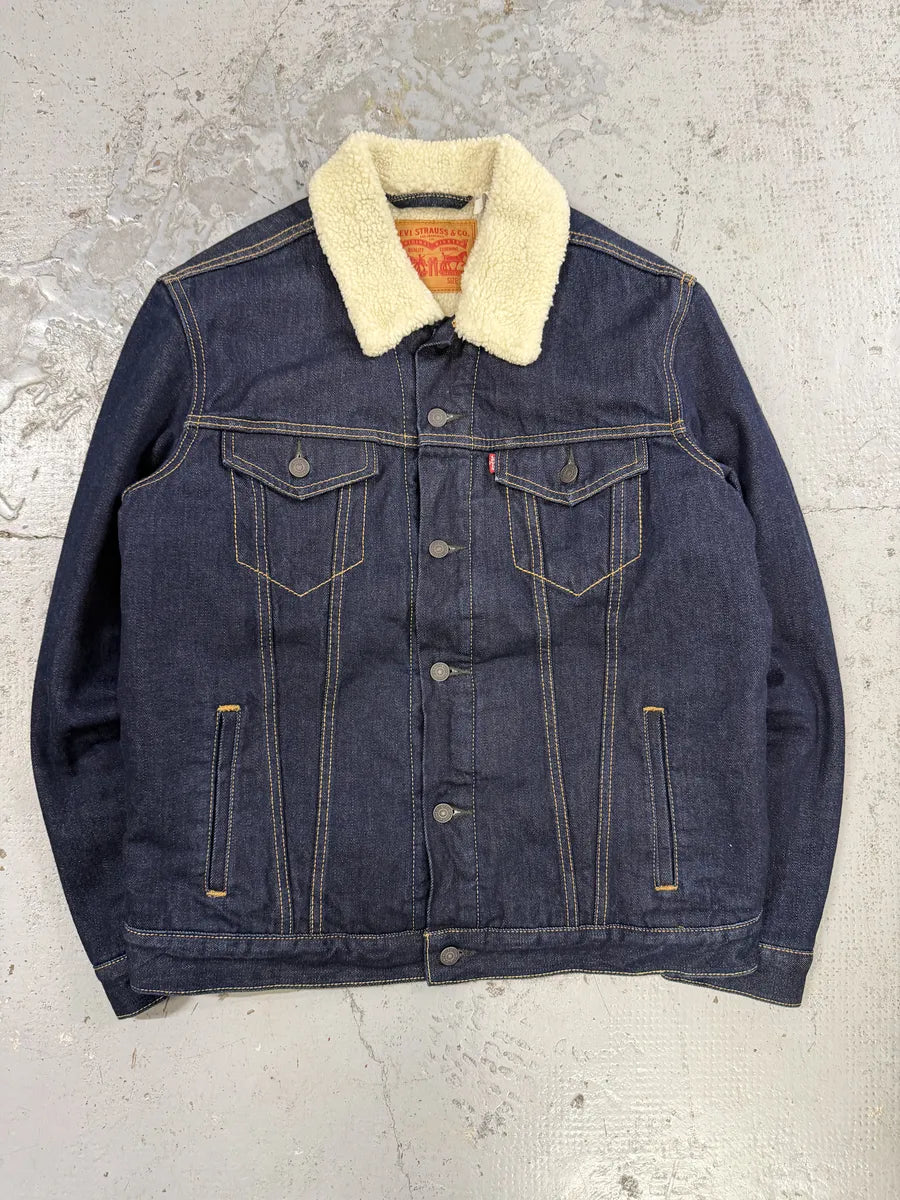 Levi’s Navy Brut Denim Shearling Jacket FbNNAeB 3