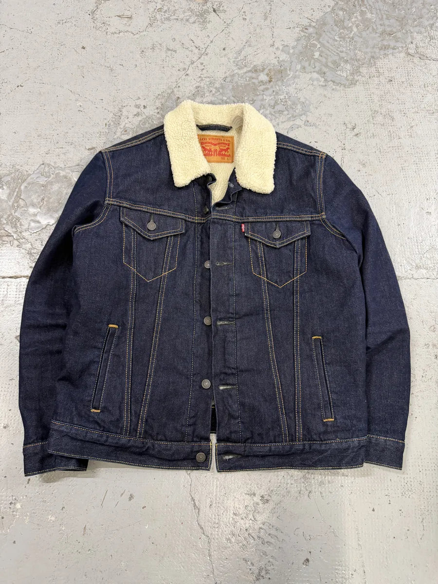 Levi’s Navy Brut Denim Shearling Jacket FbNNAeB 5