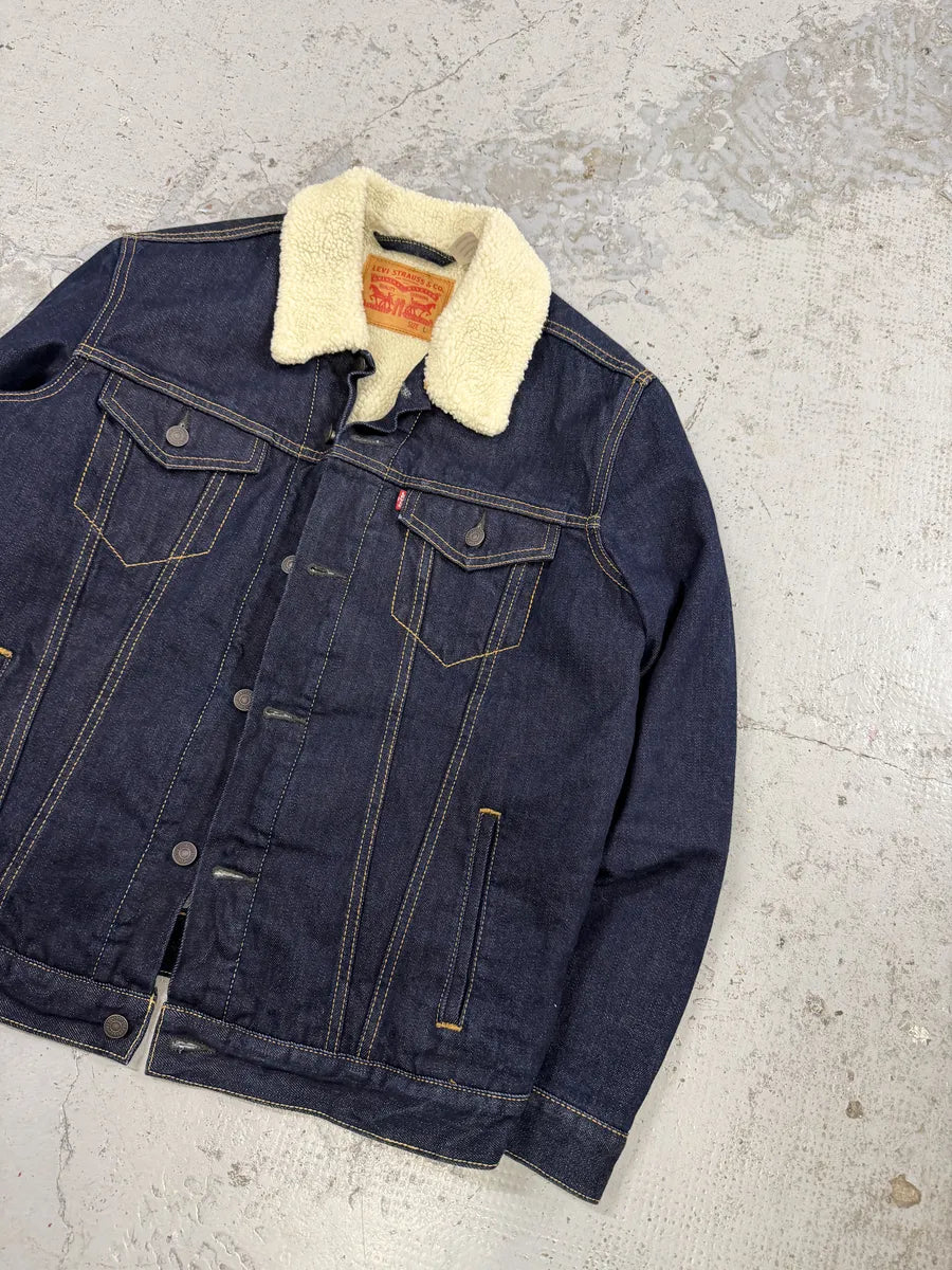 Levi’s Navy Brut Denim Shearling Jacket FbNNAeB 7
