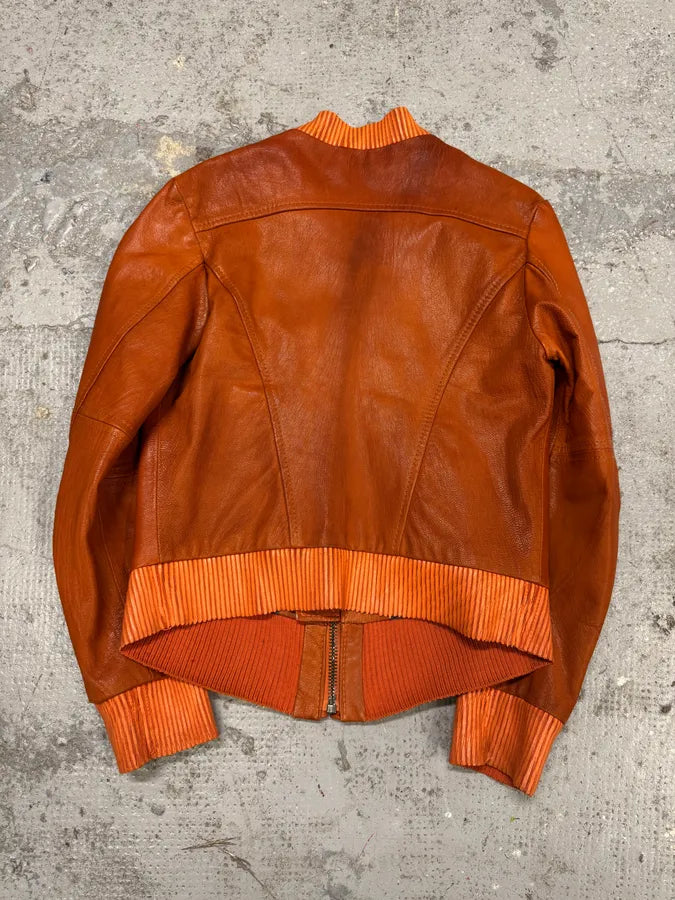 Levi’s Orange Leather Bomber Jacket SycHbIL 2