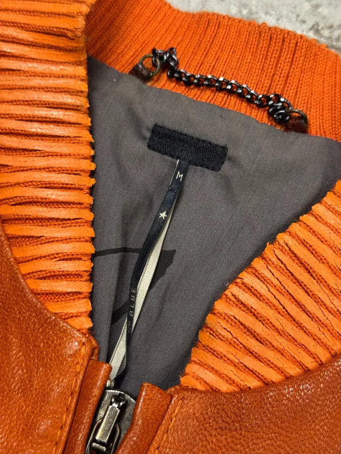 Levi’s Orange Leather Bomber Jacket SycHbIL 3
