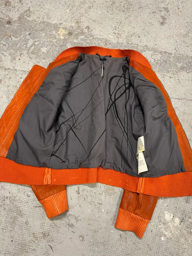 Levi’s Orange Leather Bomber Jacket SycHbIL 6