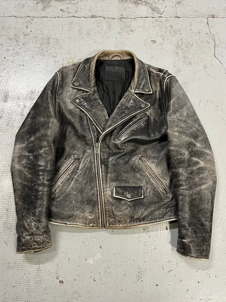 Levi’s Raw Aged Grey Leather Perfecto Jacket aXxSONB 0