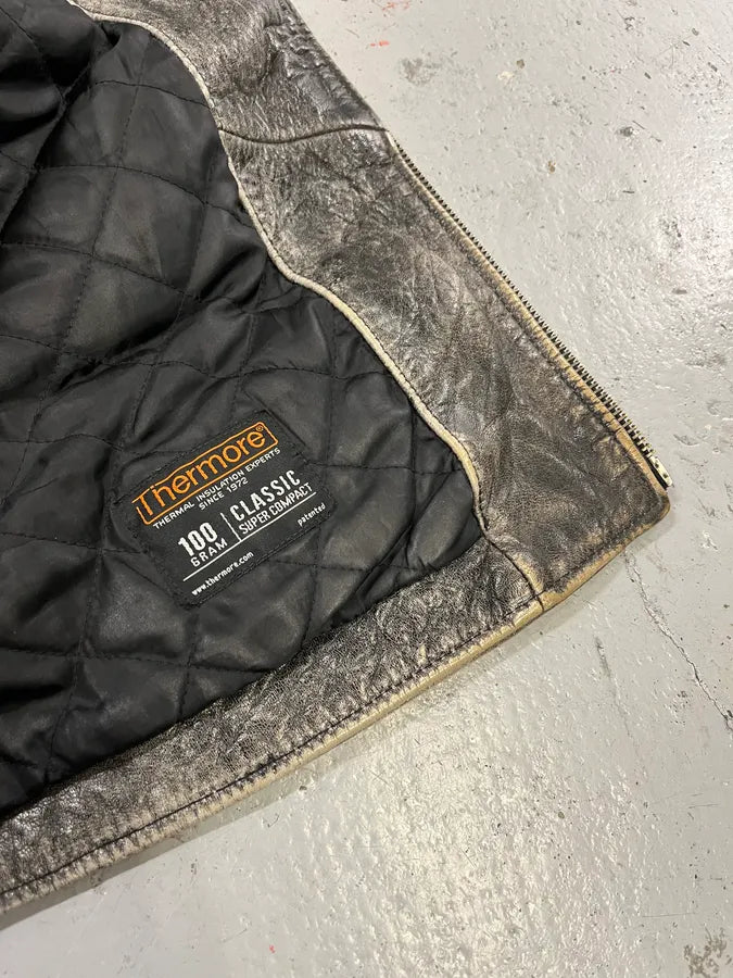 Levi’s Raw Aged Grey Leather Perfecto Jacket aXxSONB 11