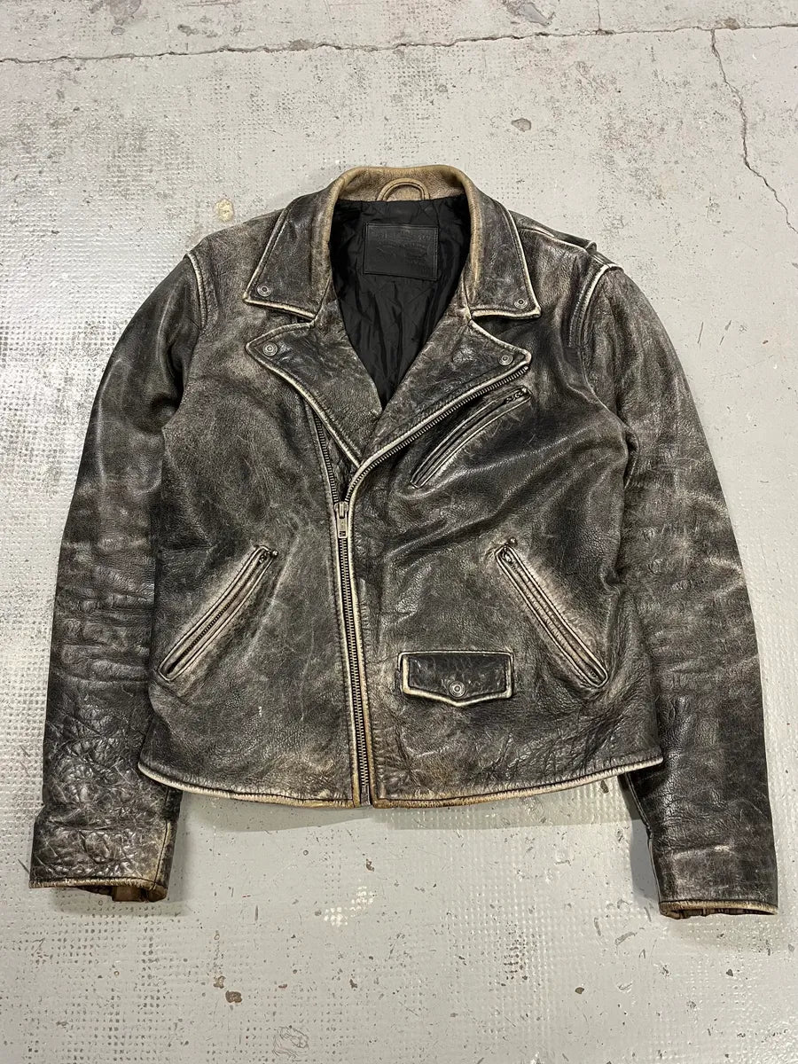 Levi’s Raw Aged Grey Leather Perfecto Jacket aXxSONB 3