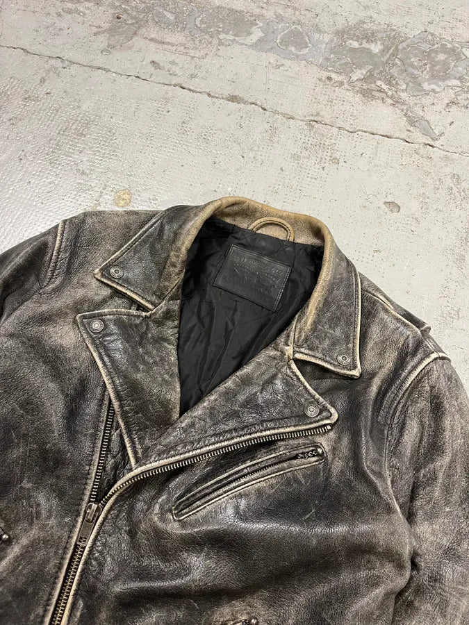 Levi’s Raw Aged Grey Leather Perfecto Jacket aXxSONB 4