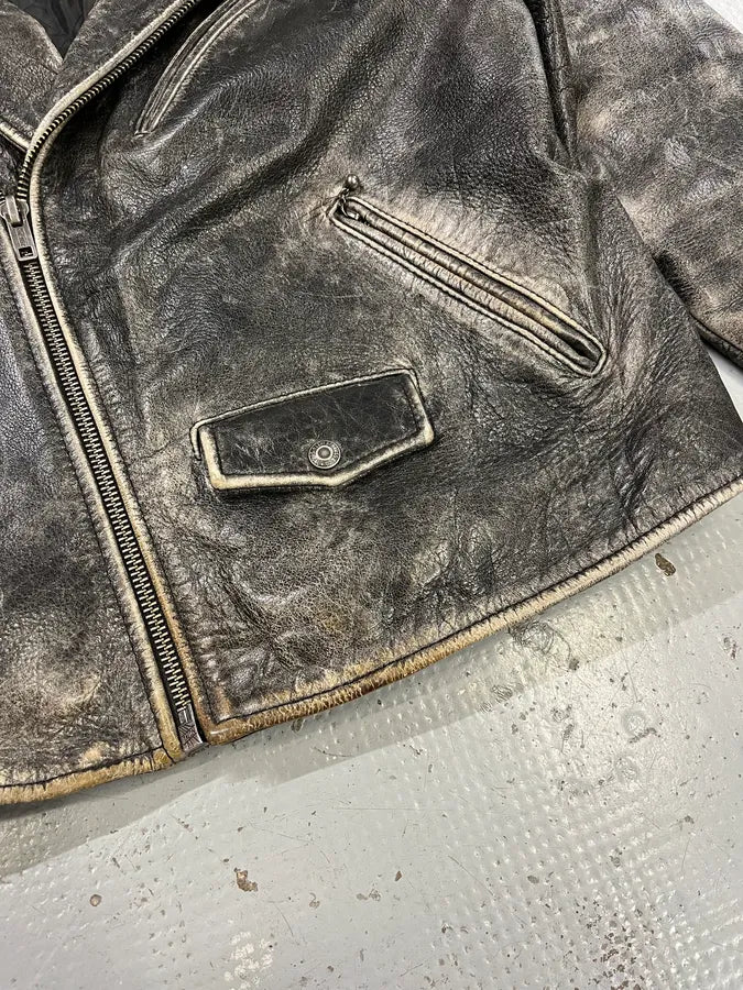 Levi’s Raw Aged Grey Leather Perfecto Jacket aXxSONB 5