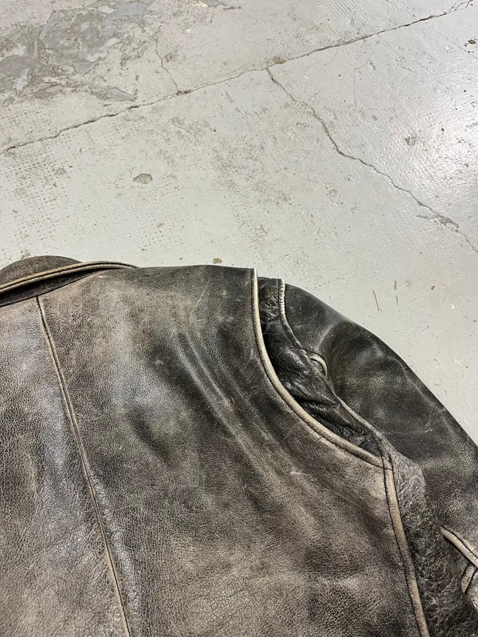 Levi’s Raw Aged Grey Leather Perfecto Jacket aXxSONB 7