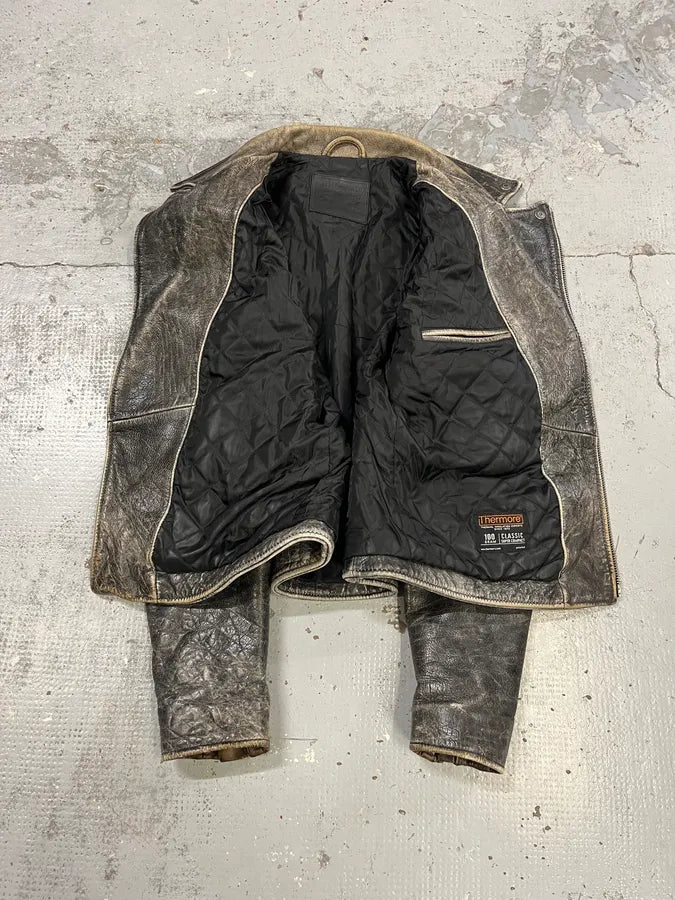 Levi’s Raw Aged Grey Leather Perfecto Jacket aXxSONB 9