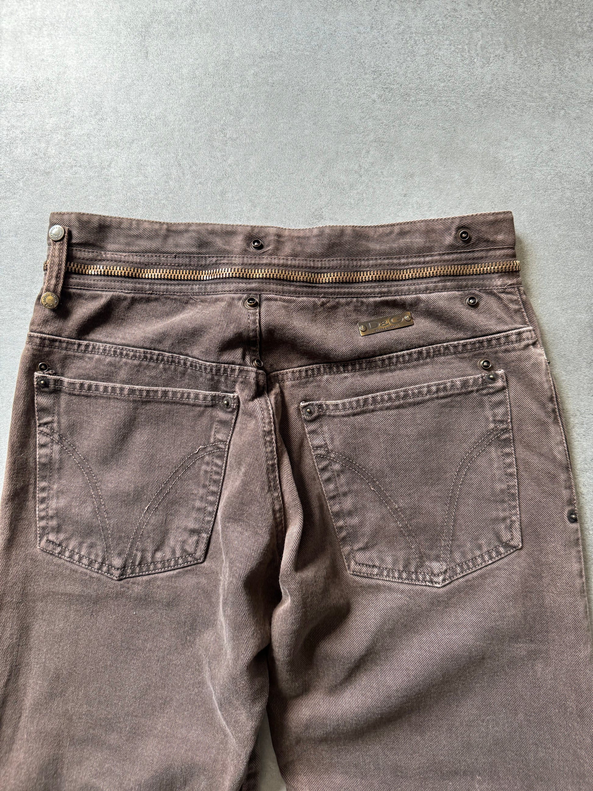 AW2003 Dolce & Gabbana Brown Zipped Pants (M) - 7
