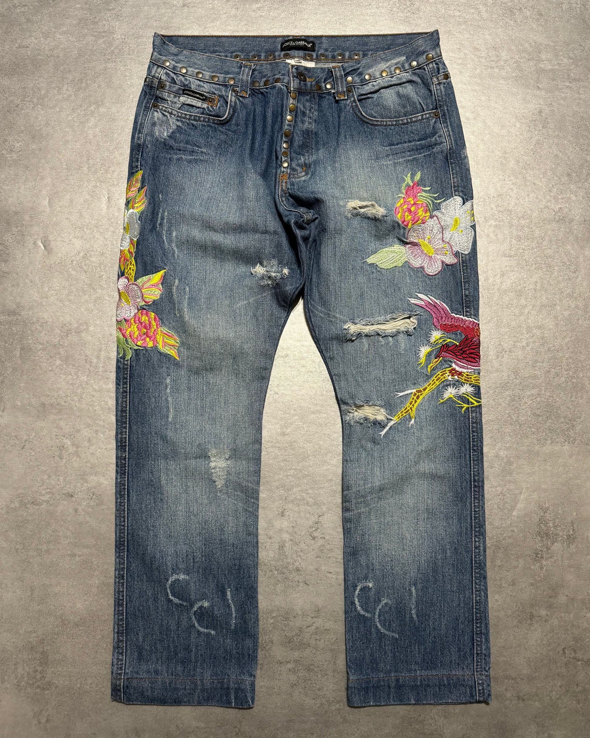 SS2006 Dolce & Gabbana Hawaii Embroidered Denim Jeans (M/L) - 1