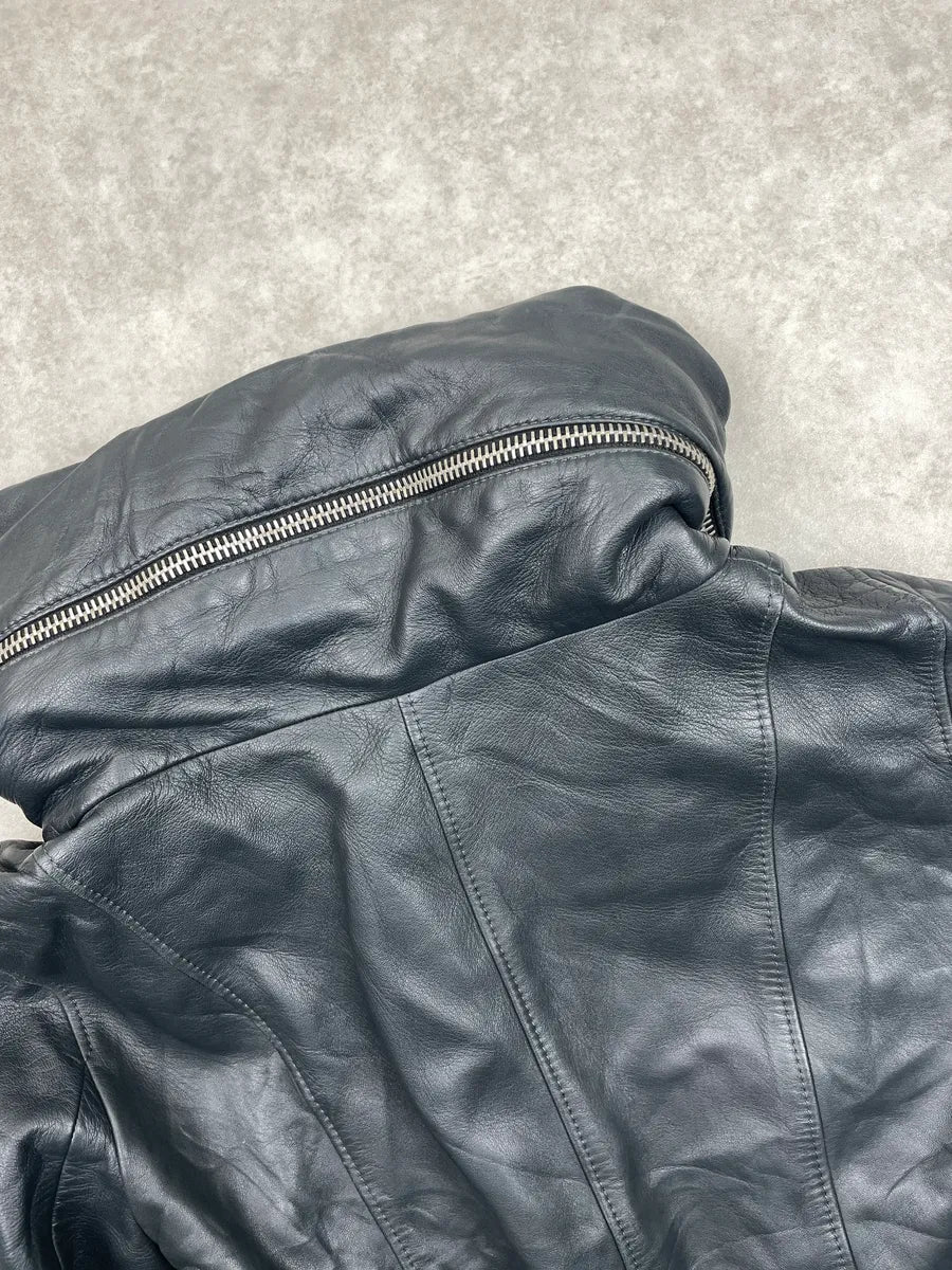 2000s Dolce & Gabbana Black Leather Studded Detachable Long Coat liNideuR 16