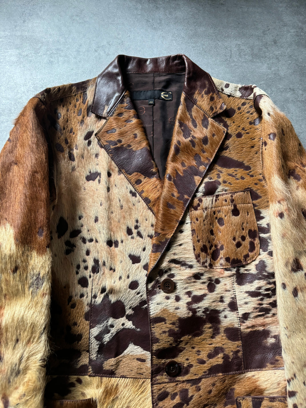 AW2004 Cavalli Brown Pony Hair Long Leather Jacket (M) - 5