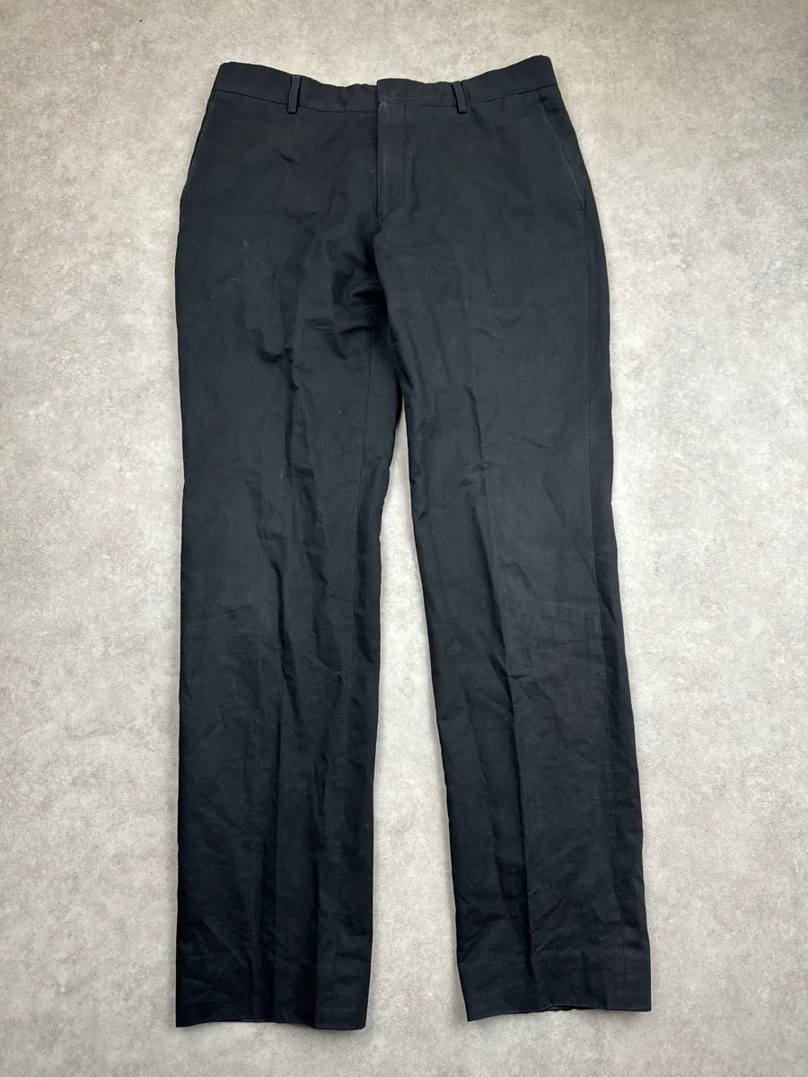 Hermès Black Linen Belt Loop Tailored Pants loXEHvdO 3