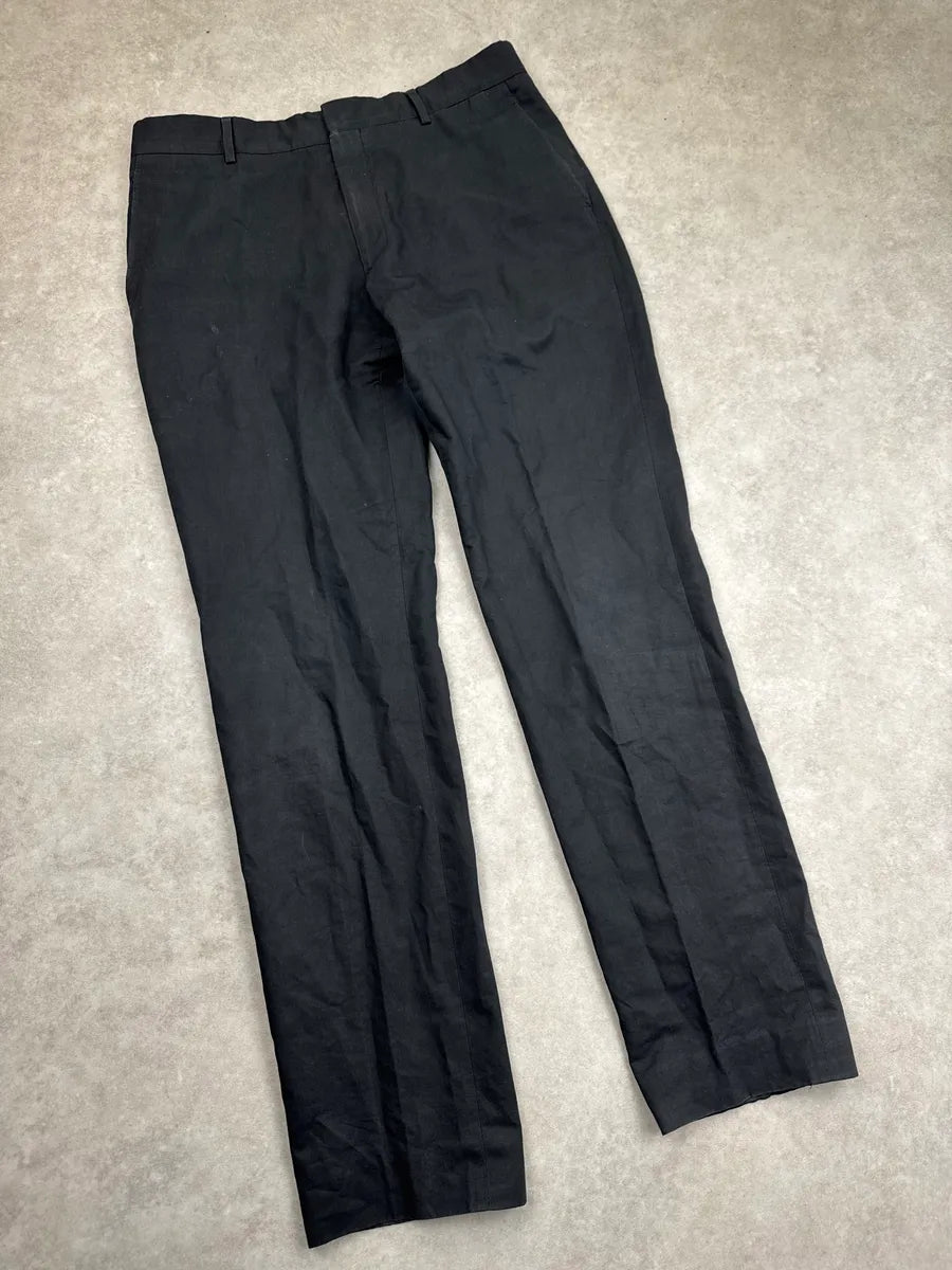 Hermès Black Linen Belt Loop Tailored Pants loXEHvdO 4