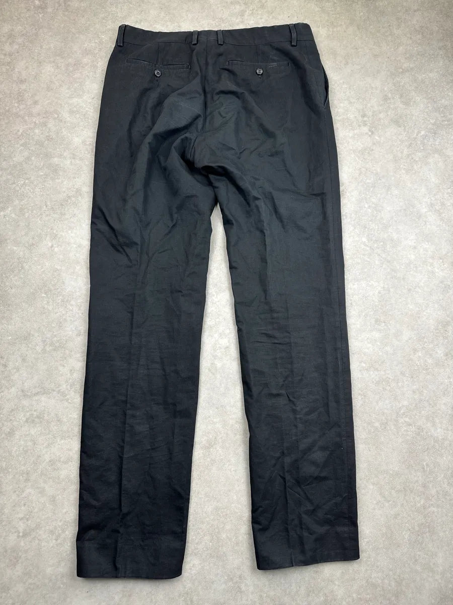 Hermès Black Linen Belt Loop Tailored Pants loXEHvdO 5