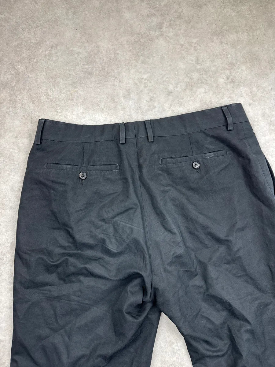Hermès Black Linen Belt Loop Tailored Pants loXEHvdO 8
