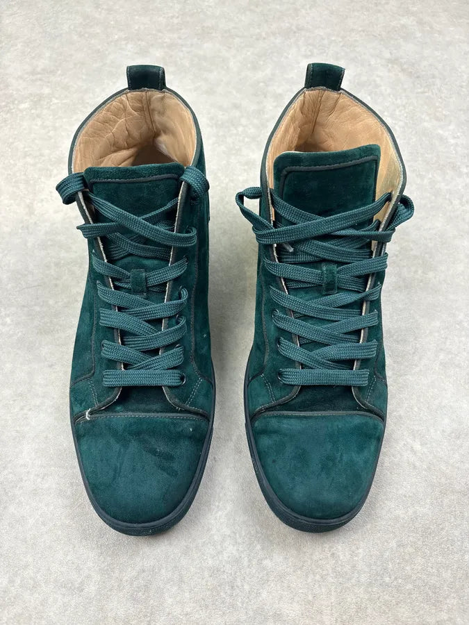 Louboutin Louis Orlato Green Velvet Suede Leather High Sneakers GPSdphv 1