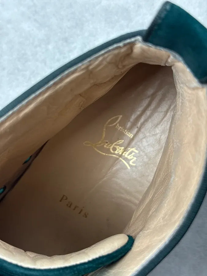 Louboutin Louis Orlato Green Velvet Suede Leather High Sneakers GPSdphv 8