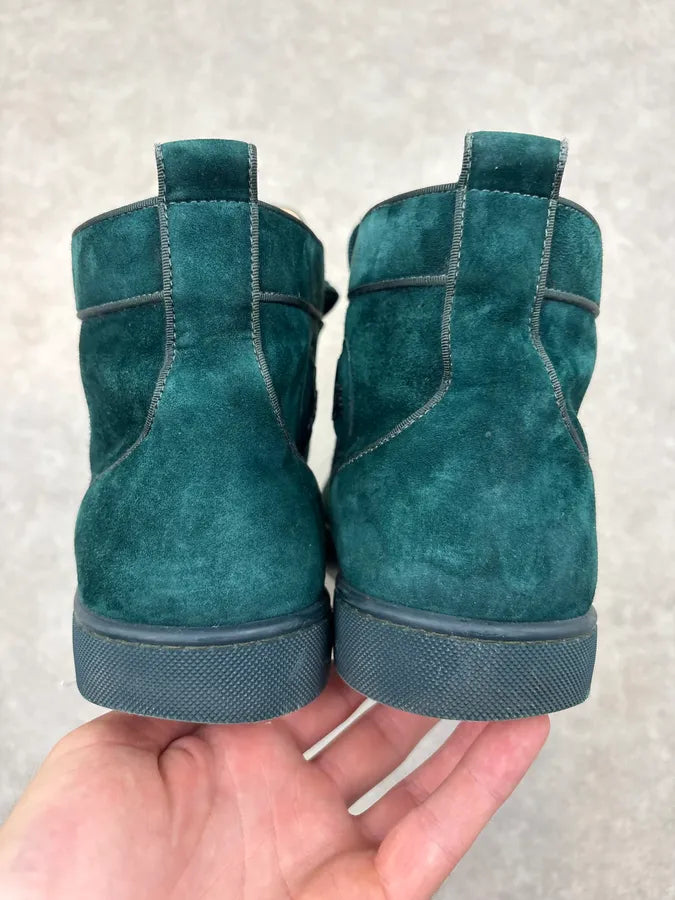 Louboutin Louis Orlato Green Velvet Suede Leather High Sneakers GPSdphv 6