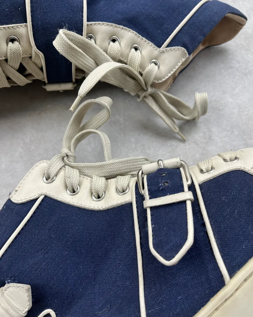 Louboutin Navy & White Leather Details High Sneakers   aySaEym 4