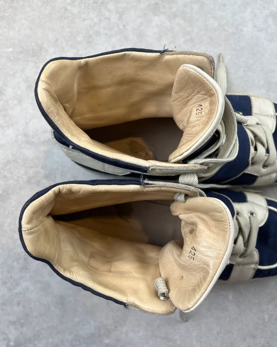 Louboutin Navy & White Leather Details High Sneakers   aySaEym 8