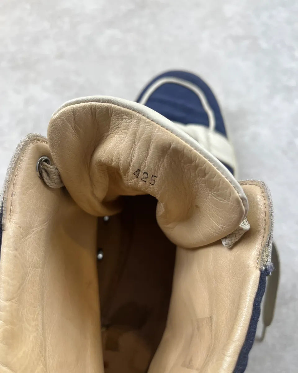 Louboutin Navy & White Leather Details High Sneakers   aySaEym 9
