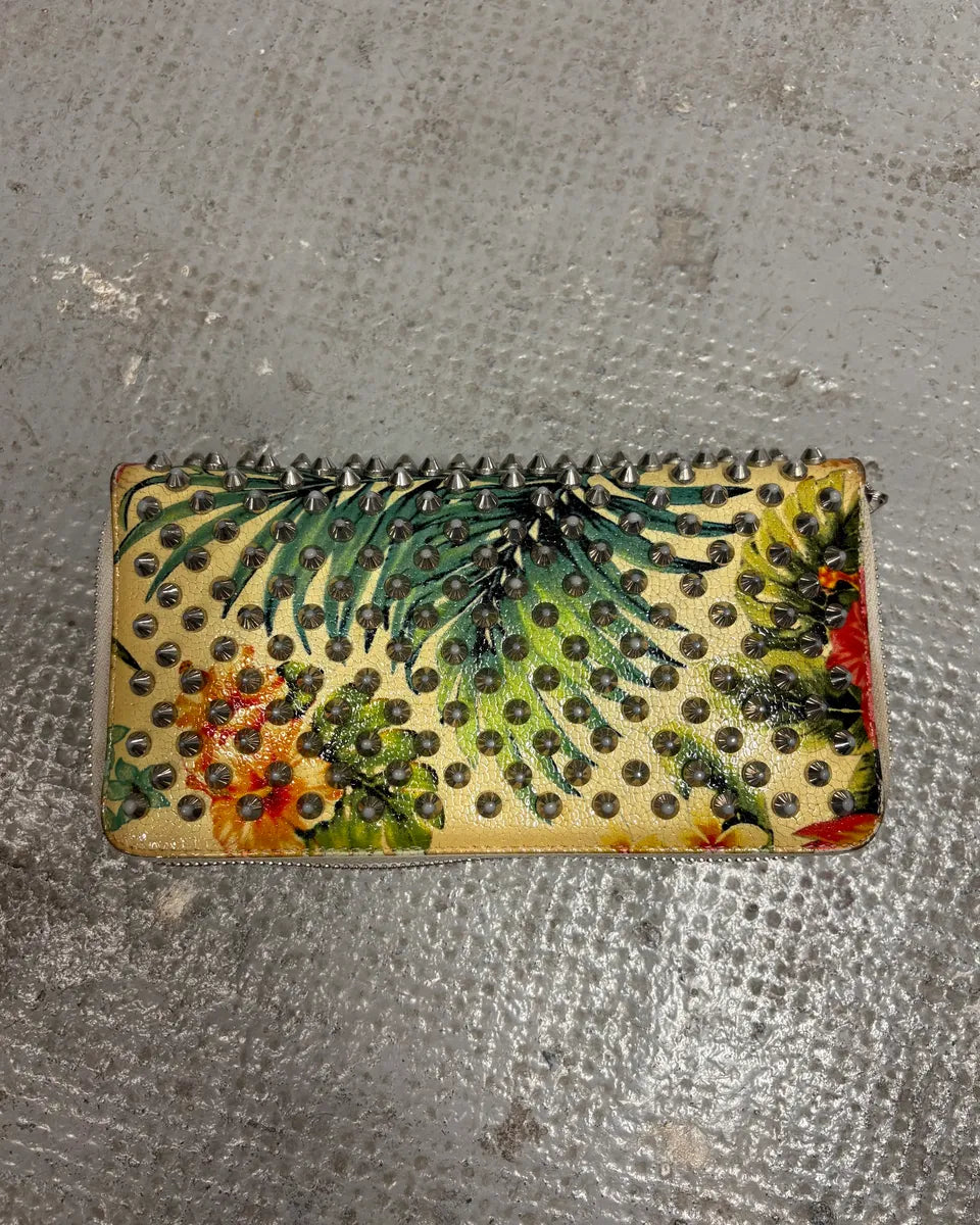 Louboutin Spiked Floral Yellow Leather Wallet (OS) xAlZcIG 0