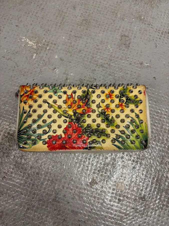 Louboutin Spiked Floral Yellow Leather Wallet (OS) xAlZcIG 1