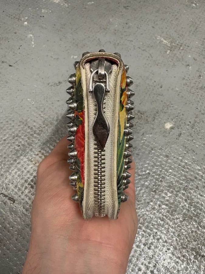 Louboutin Spiked Floral Yellow Leather Wallet (OS) xAlZcIG 3