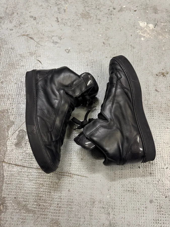 Louis Vuiton Spy Black Leather High Top Sneakers cdgDaUD 1
