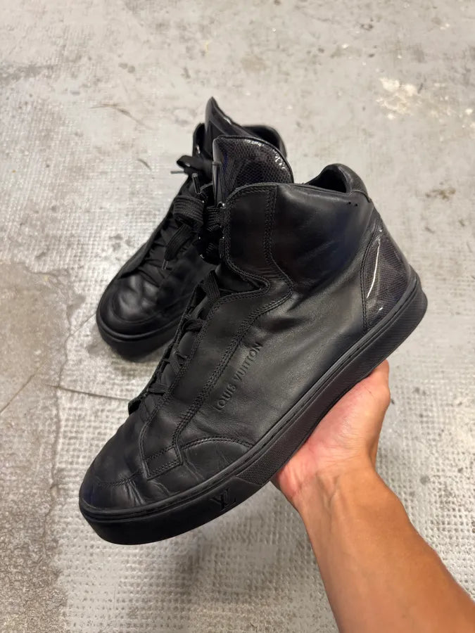 Louis Vuiton Spy Black Leather High Top Sneakers cdgDaUD 2