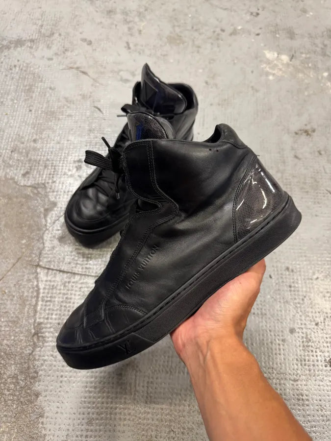 Louis Vuiton Spy Black Leather High Top Sneakers cdgDaUD 0