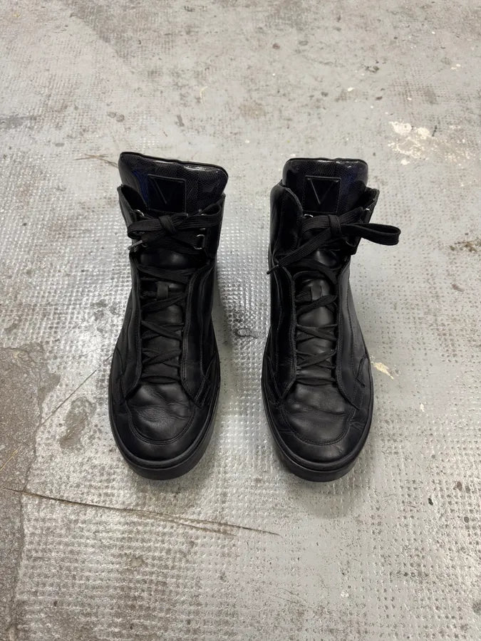 Louis Vuiton Spy Black Leather High Top Sneakers cdgDaUD 3