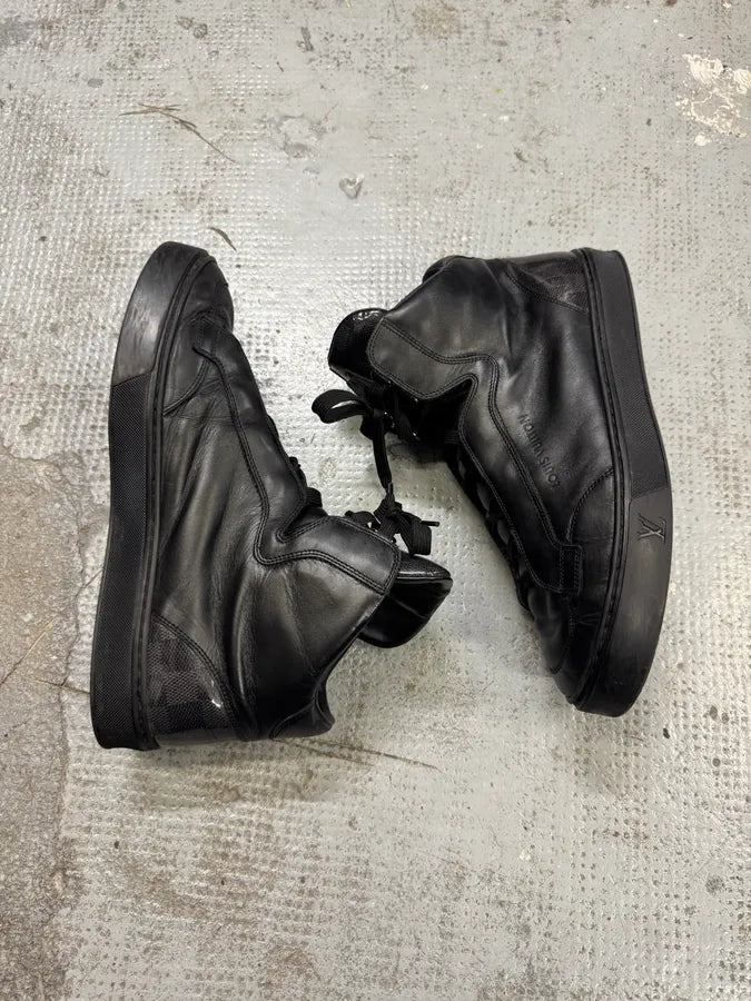 Louis Vuiton Spy Black Leather High Top Sneakers cdgDaUD 5