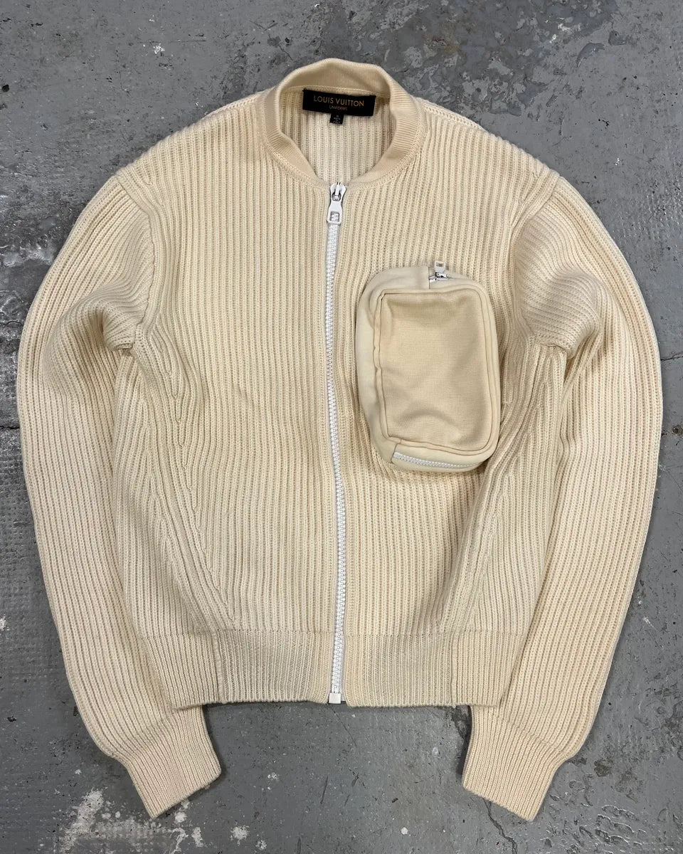 Louis Vuitton 3D Pocket Beige Knitted Zip Sweater (S) 0
