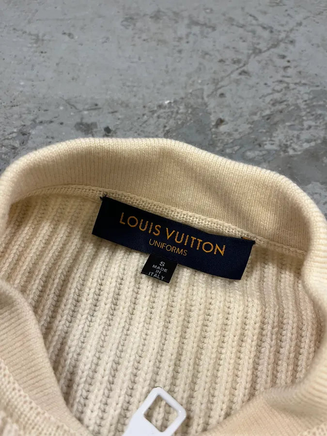 Louis Vuitton 3D Pocket Beige Knitted Zip Sweater (S) 1