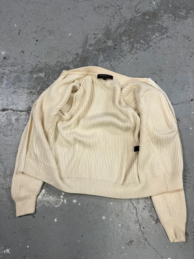 Louis Vuitton 3D Pocket Beige Knitted Zip Sweater (S) 3