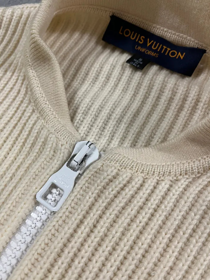Louis Vuitton 3D Pocket Beige Knitted Zip Sweater (S) 5