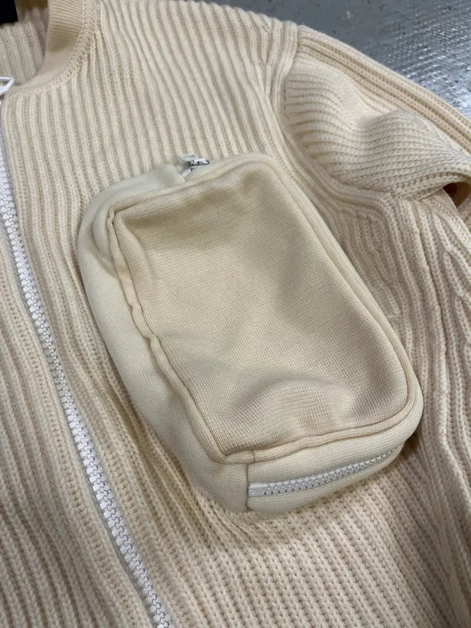 Louis Vuitton 3D Pocket Beige Knitted Zip Sweater (S) 7