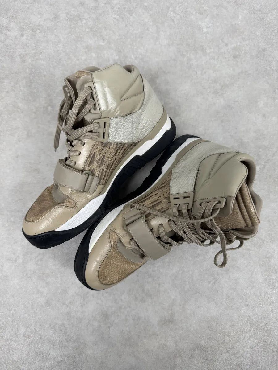 Louis Vuitton Beige Snakeskin Effect Leather High Scratch Sneakers PfIMZRb 4