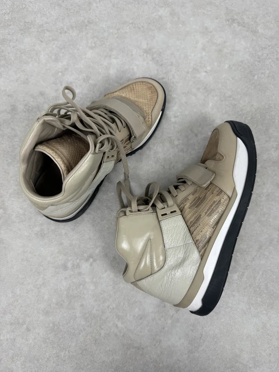 Louis Vuitton Beige Snakeskin Effect Leather High Scratch Sneakers PfIMZRb 8