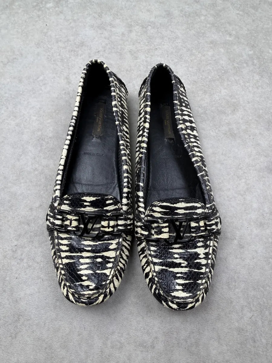Louis Vuitton Black and BeigeZebra  Leather Striped Loafers luEQSaU 4