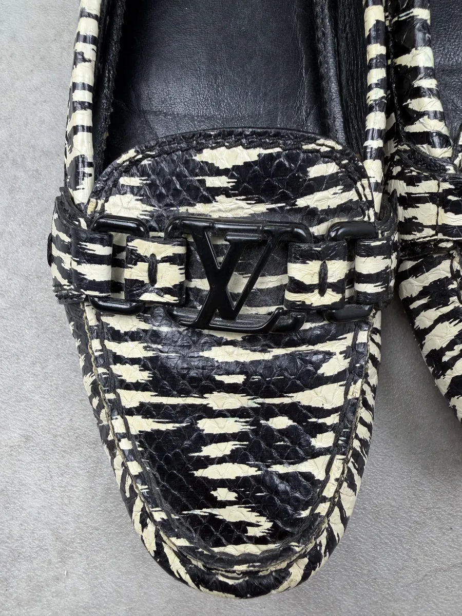 Louis Vuitton Black and BeigeZebra  Leather Striped Loafers luEQSaU 8